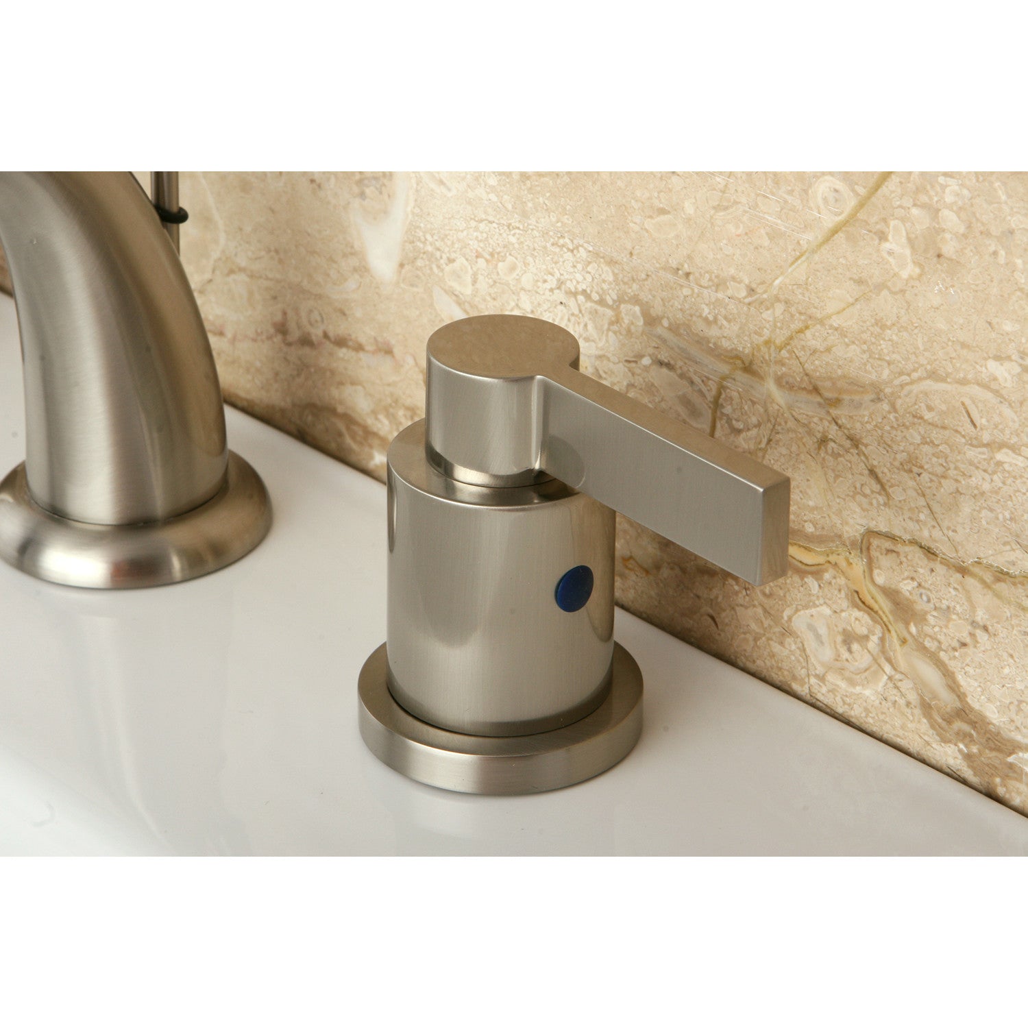 Kingston Tulare KB8918NDL - NuvoFusion Two-Handle 3-Hole Deck Mount Widespread Bathroom Faucet with Pop-Up Drain, Brushed Nickel — image 1